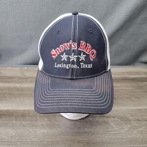 Snow's BBQ Hat Cap Snap Back Mens One Size Blue Trucker Mesh Richardson 112